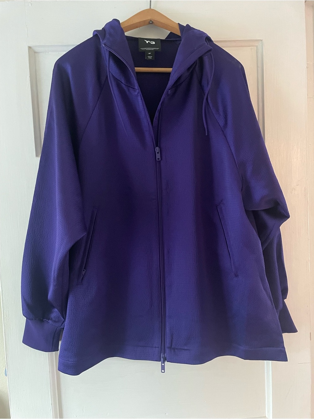 Y-3 Yohji Yamamoto Adidas Purple Seersucker Hooded Tech Zip Jacket